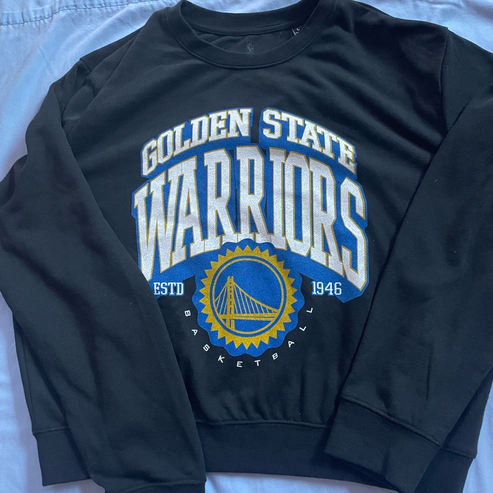 Cropped Blk Golden State Warriors Sweatshirt, EUC